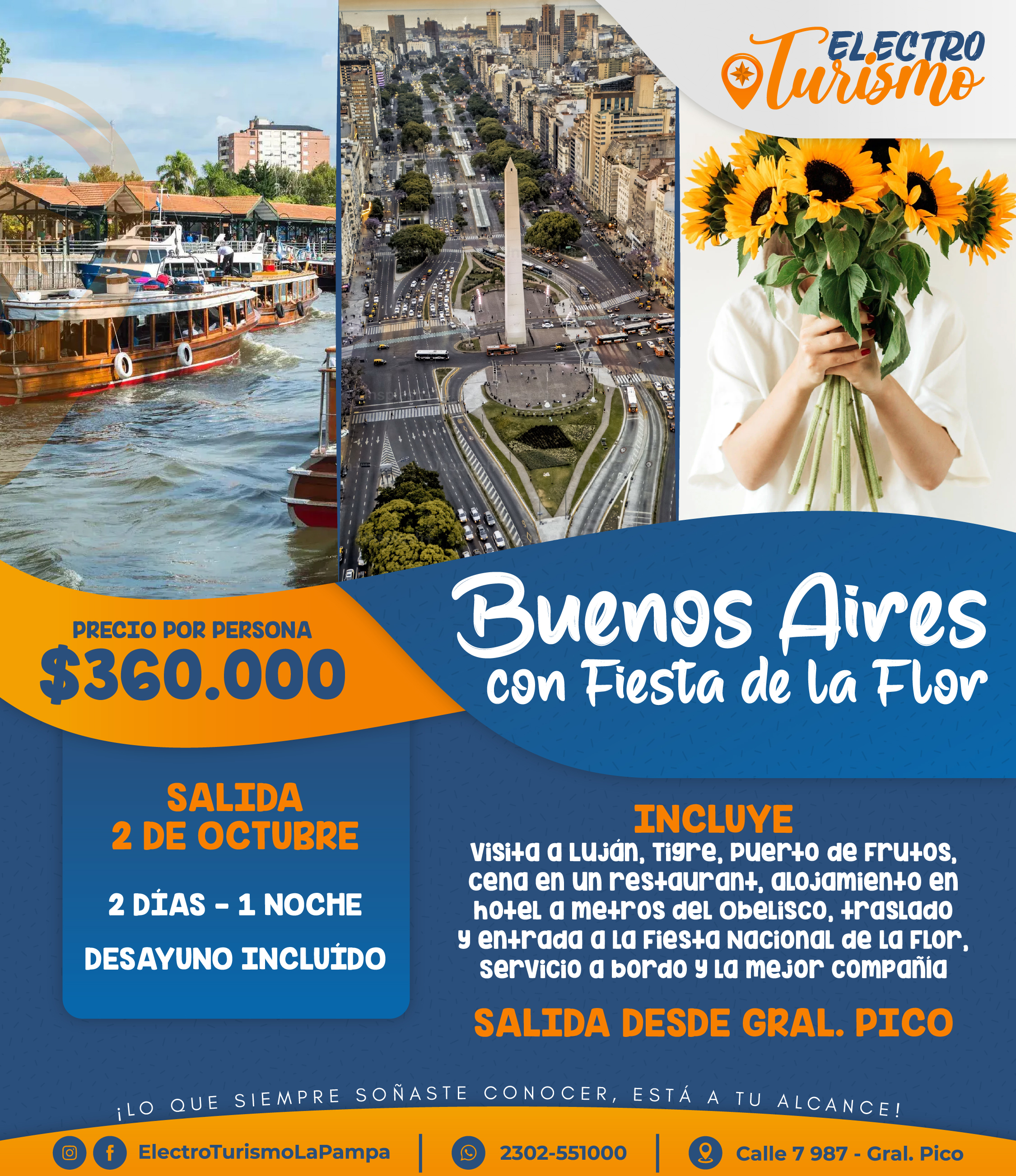 Flyer de Buenos Aires con Fiesta de la Flor