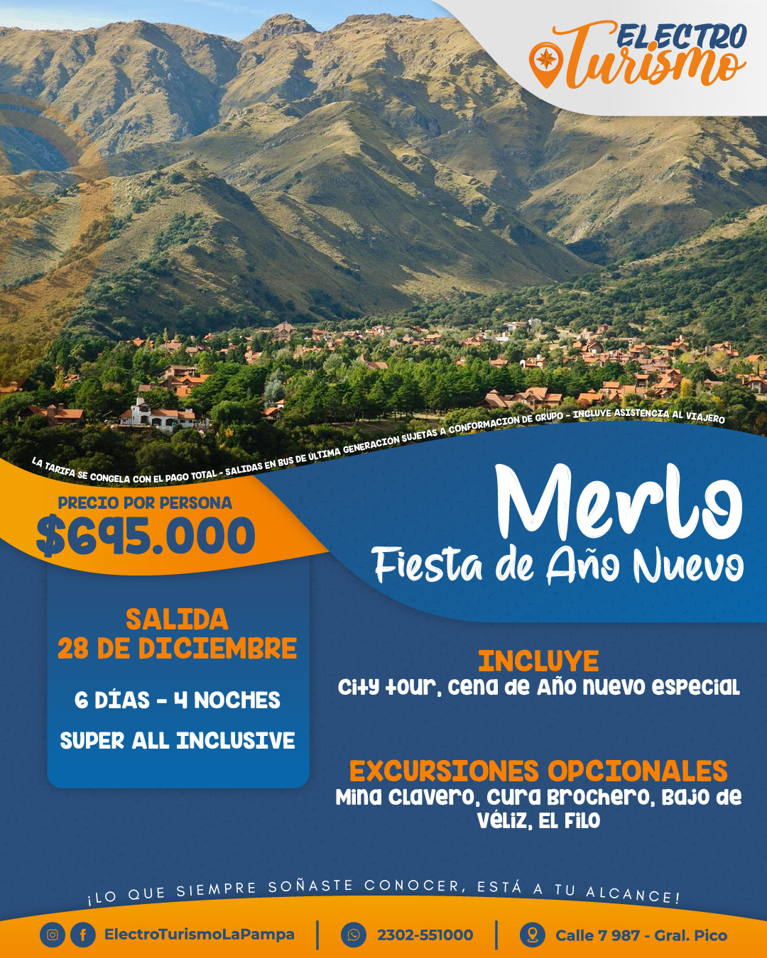 Flyer de Merlo Fiesta de Año Nuevo